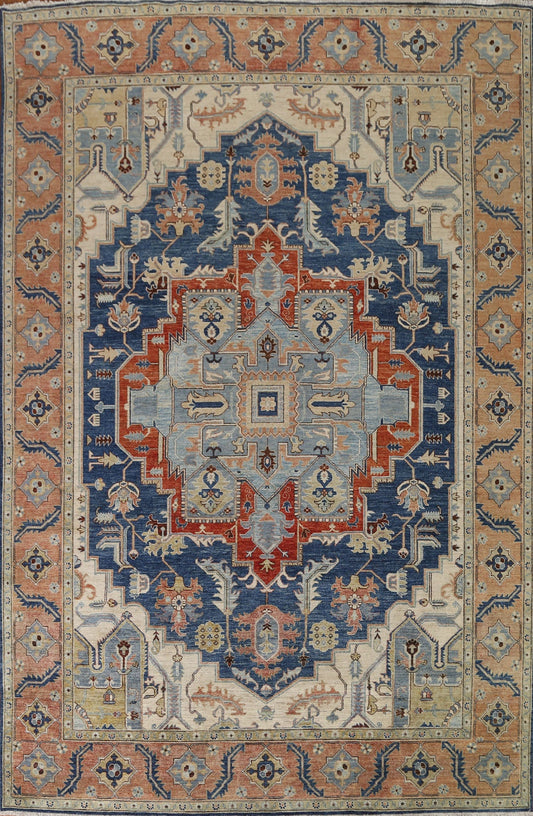 Vegetable Dye Heriz Serapi Blue Area Rug 9x12