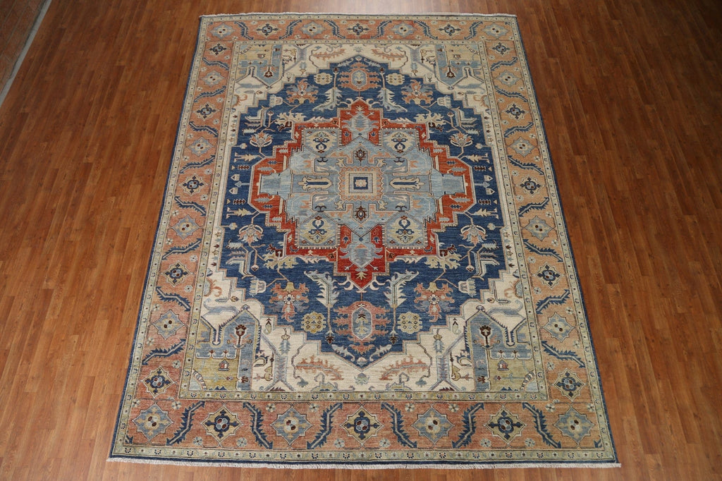 Vegetable Dye Heriz Serapi Blue Area Rug 9x12