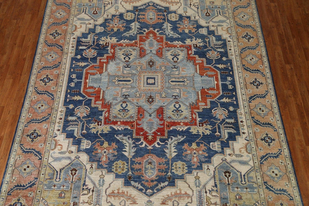 Vegetable Dye Heriz Serapi Blue Area Rug 9x12