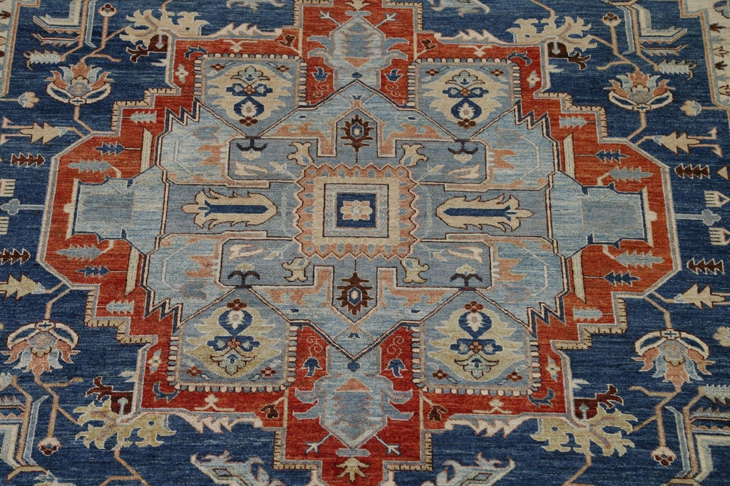 Vegetable Dye Heriz Serapi Blue Area Rug 9x12