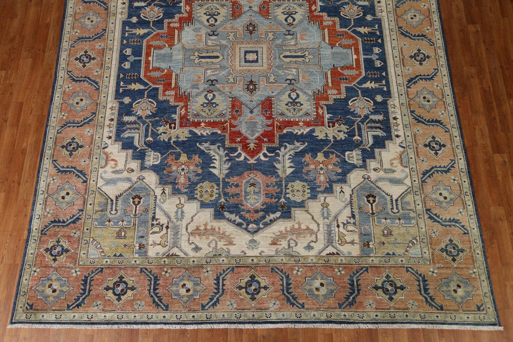 Vegetable Dye Heriz Serapi Blue Area Rug 9x12