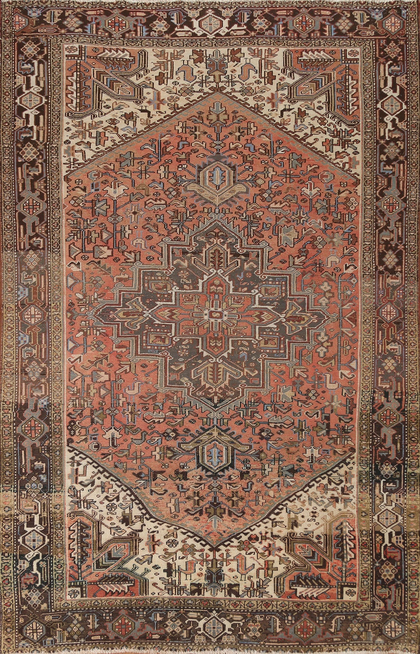 Geometric Heriz Persian Area Rug 7x11