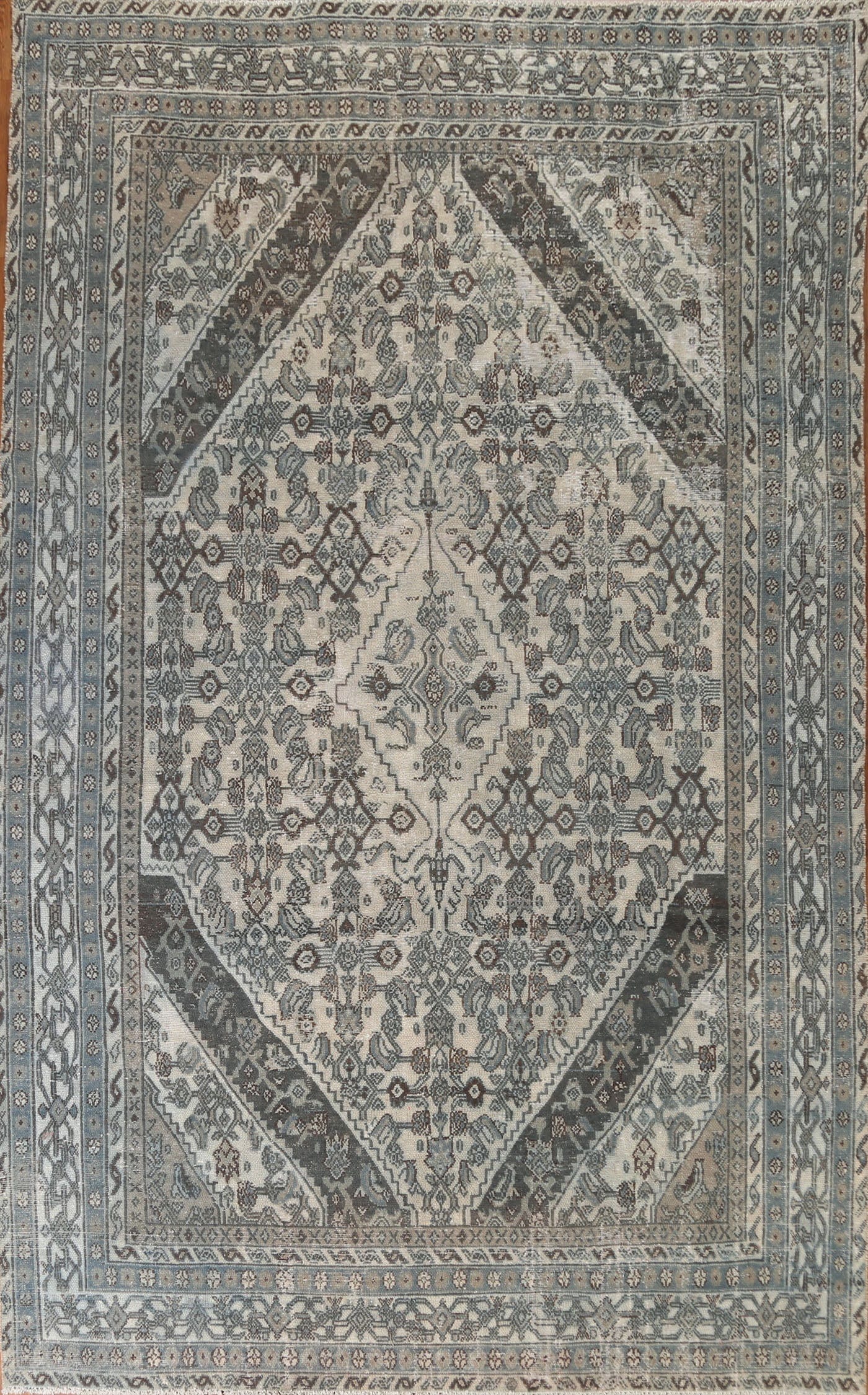 Distressed Over-Dyed Hamedan Persian Area Rug 8x11