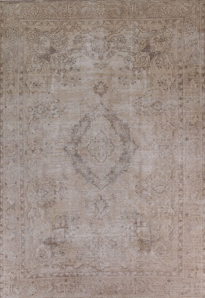 Distressed Muted Tabriz Persian Area Rug 10x12