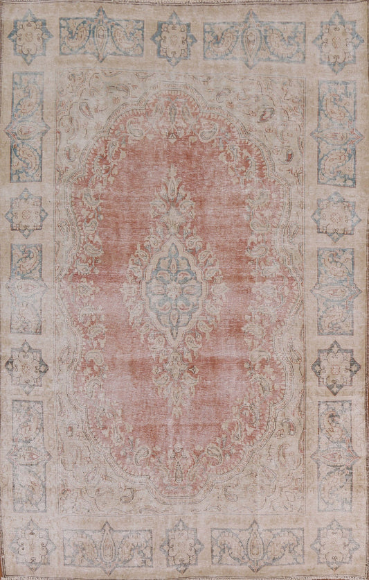 Distressed Kerman Persian Area Rug 6x8