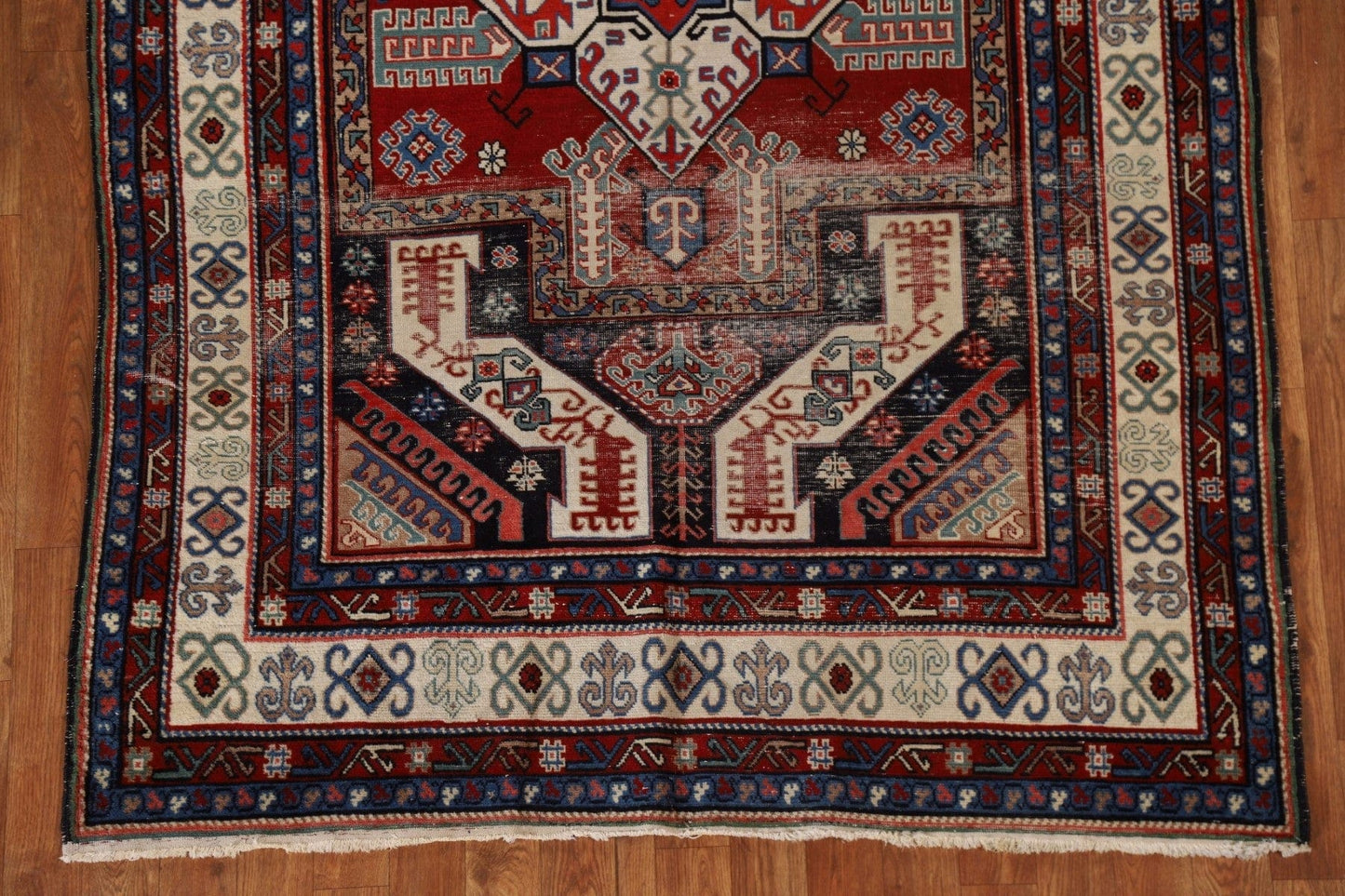 Pre-1900 Antique Kazak Vegetable Dye Rug 4x7