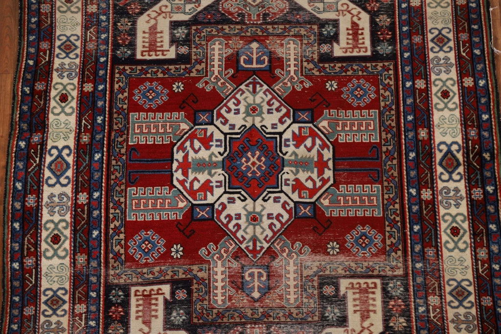 Pre-1900 Antique Kazak Vegetable Dye Rug 4x7