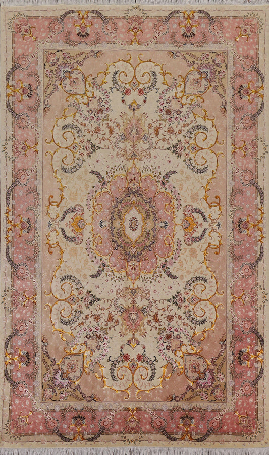 Wool & Silk Floral Tabriz Persian Area Rug 7x10