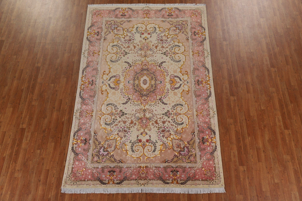 Wool & Silk Floral Tabriz Persian Area Rug 7x10