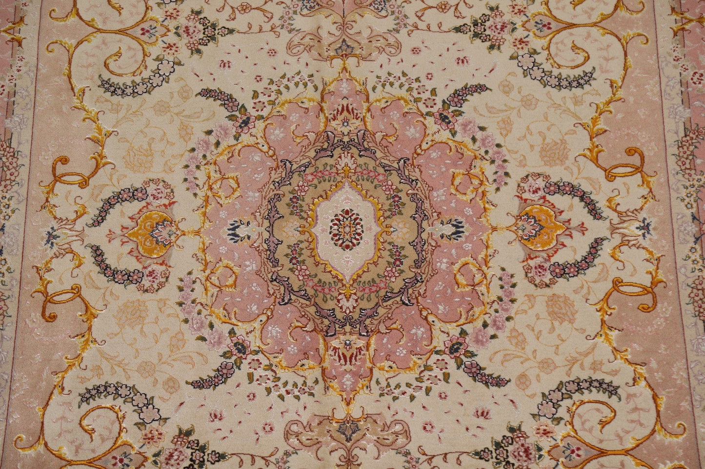 Wool & Silk Floral Tabriz Persian Area Rug 7x10