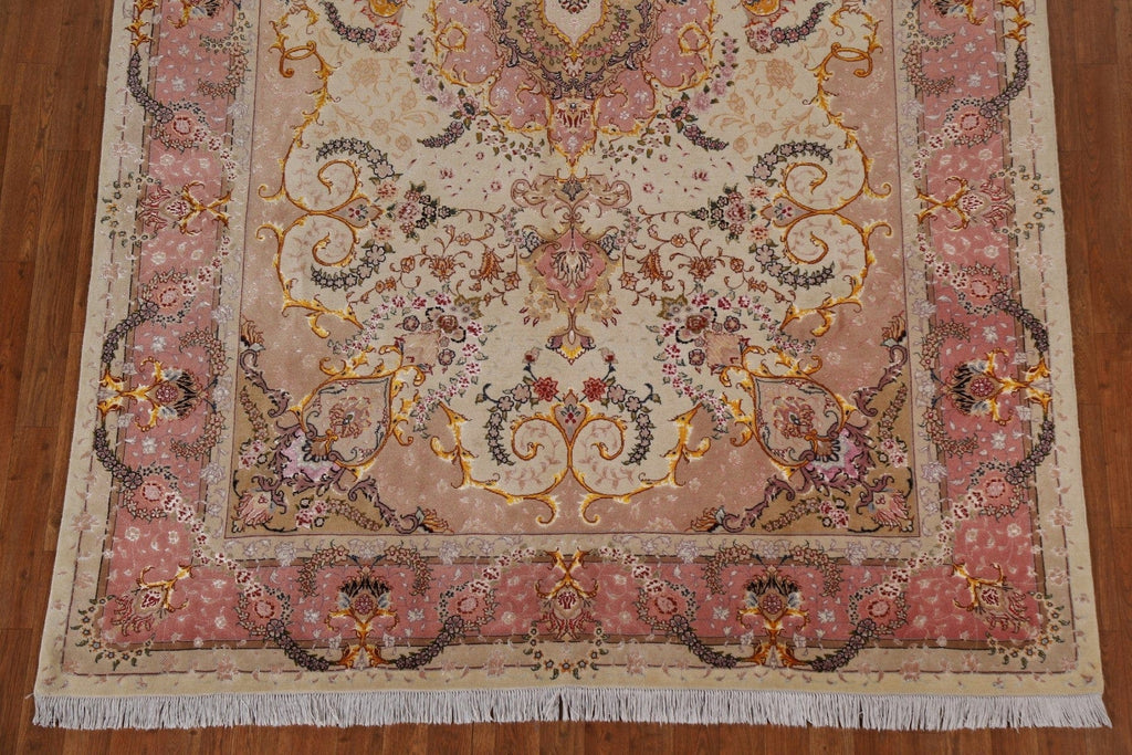 Wool & Silk Floral Tabriz Persian Area Rug 7x10