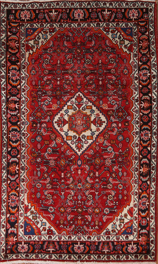 Geometric Red Mahal Persian Area Rug 5x7