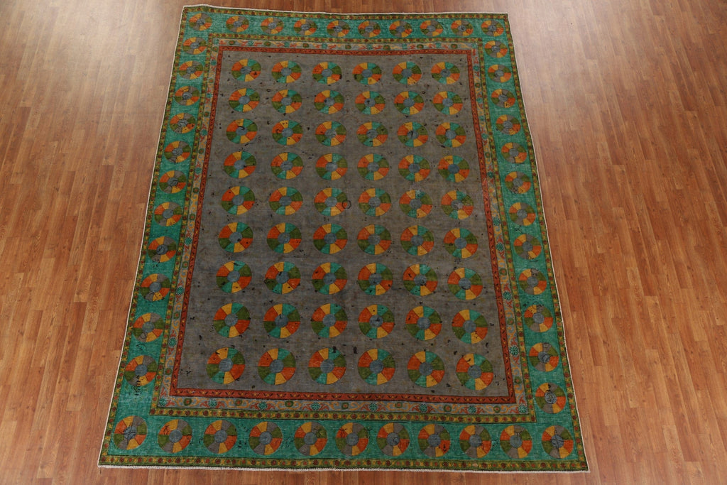 Distressed Over-Dyed Tabriz Persian Area Rug 9x11