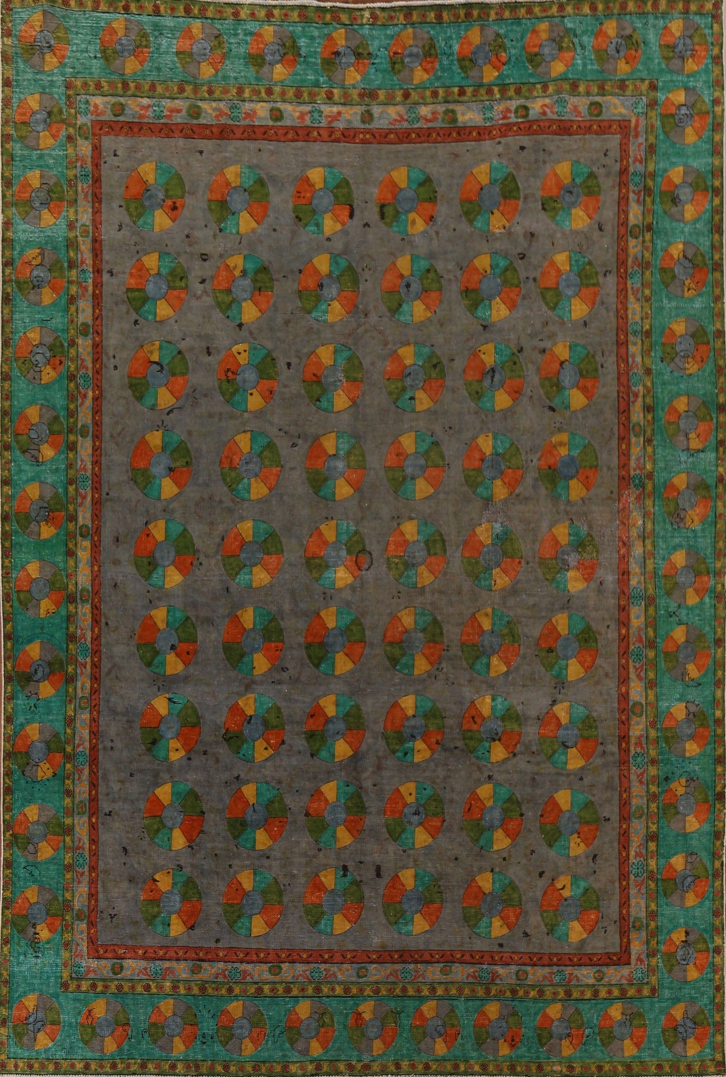 Distressed Over-Dyed Tabriz Persian Area Rug 9x11