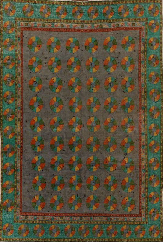 Distressed Over-Dyed Tabriz Persian Area Rug 9x11