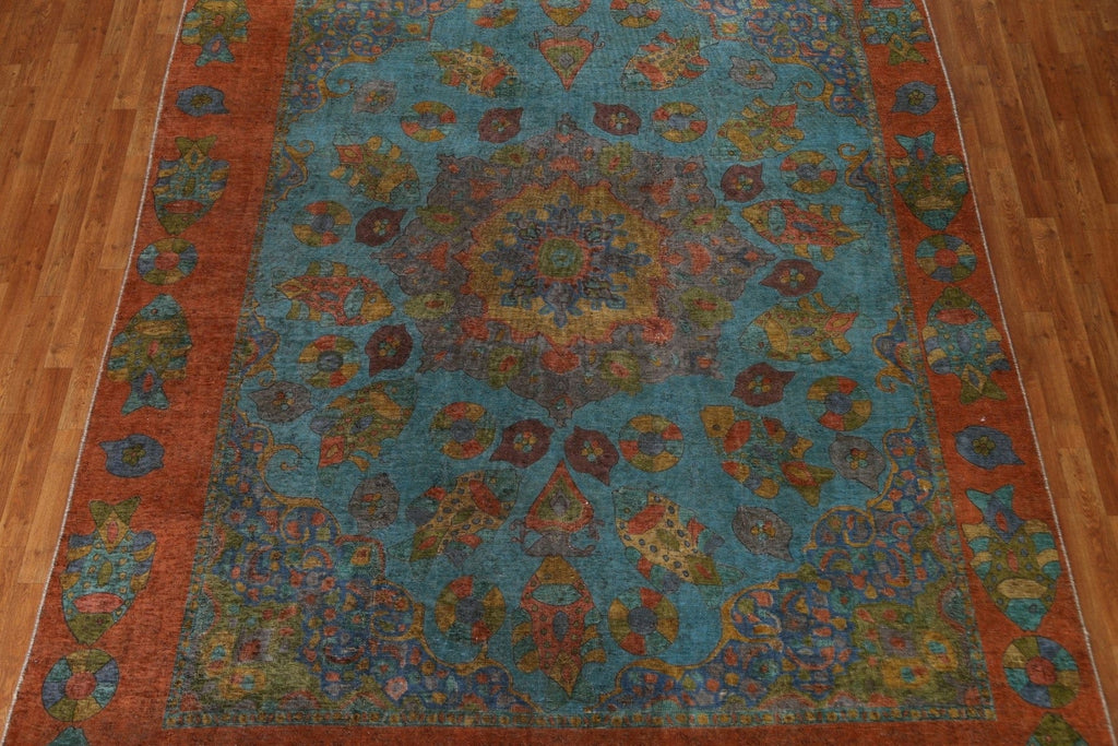 Distressed Over-Dyed Tabriz Persian Area Rug 9x12