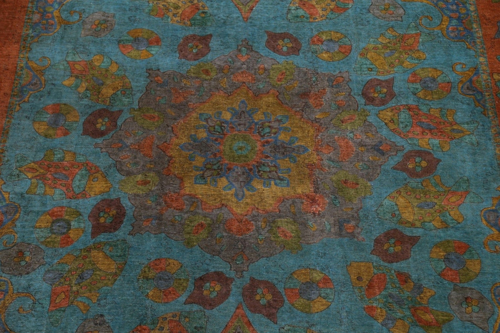 Distressed Over-Dyed Tabriz Persian Area Rug 9x12