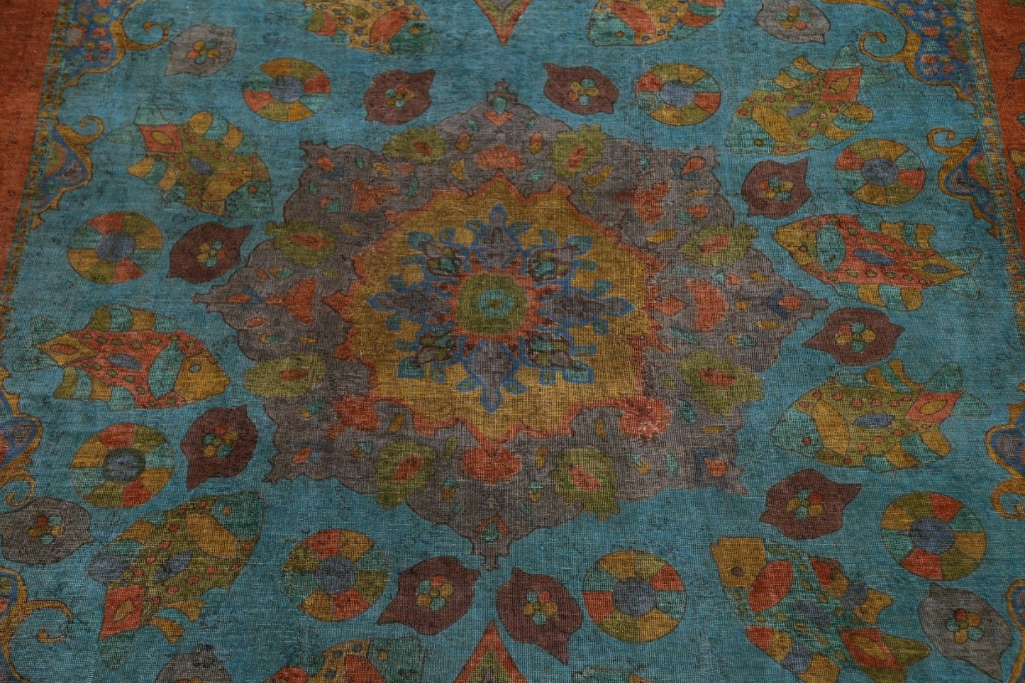 Distressed Over-Dyed Tabriz Persian Area Rug 9x12