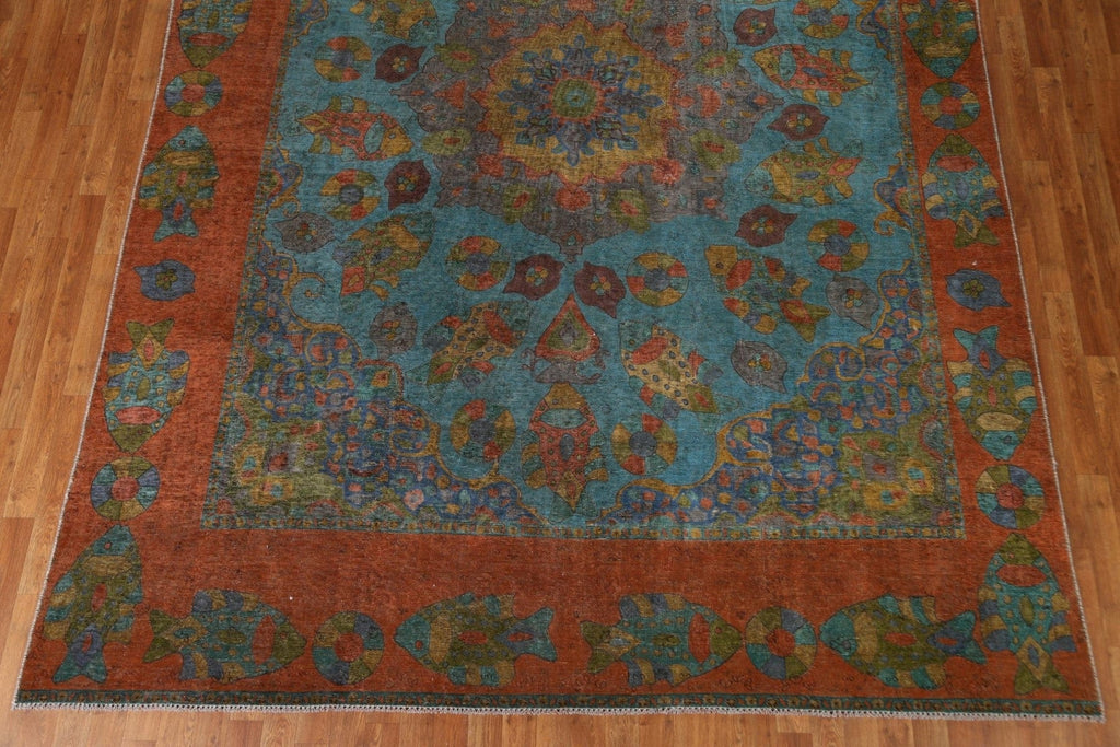 Distressed Over-Dyed Tabriz Persian Area Rug 9x12