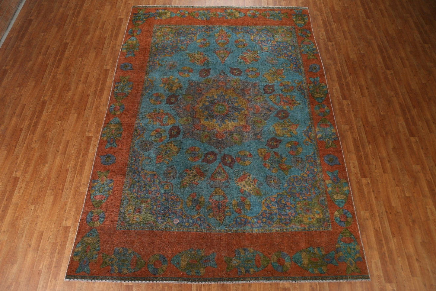 Distressed Over-Dyed Tabriz Persian Area Rug 9x12