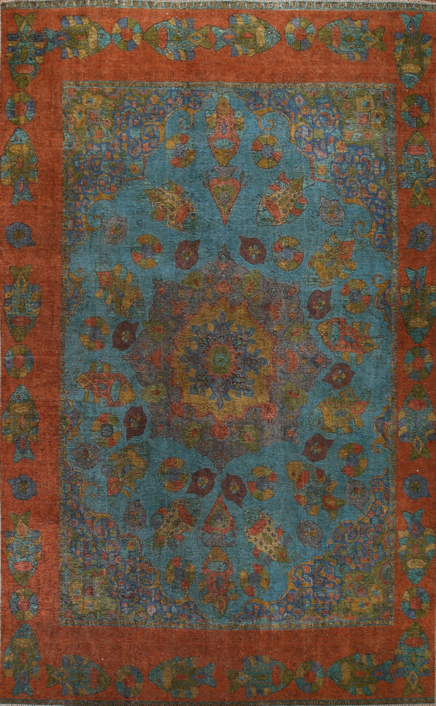 Distressed Over-Dyed Tabriz Persian Area Rug 9x12