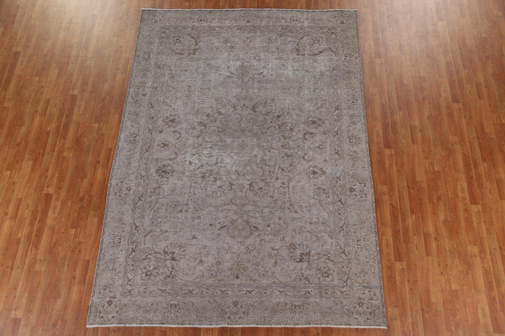 Distressed Over-Dyed Tabriz Persian Area Rug 7x10