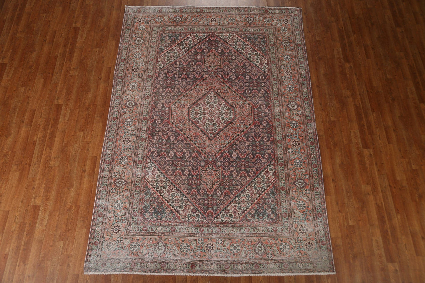 Vintage Geometric Tabriz Persian Area Rug 6x9