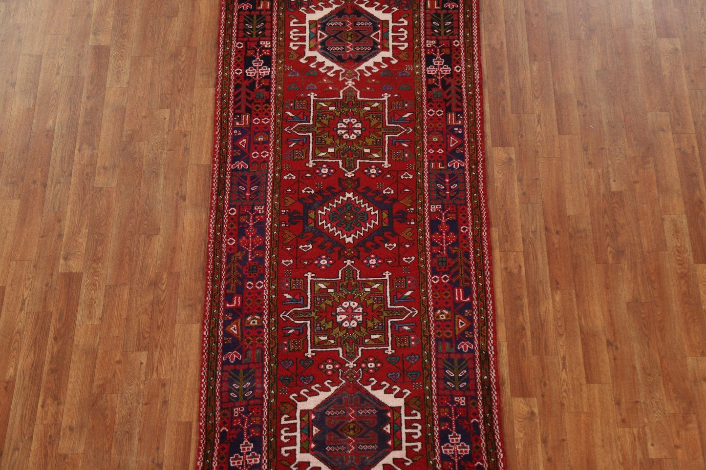 Tribal Red Gharajeh Persian Runner Rug 3x11