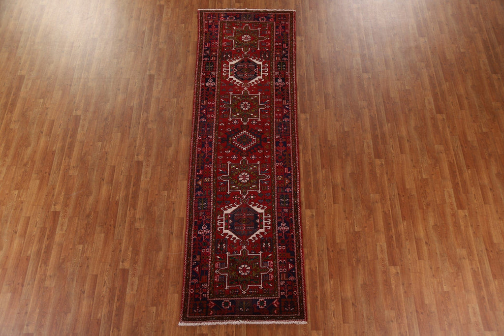 Tribal Red Gharajeh Persian Runner Rug 3x11