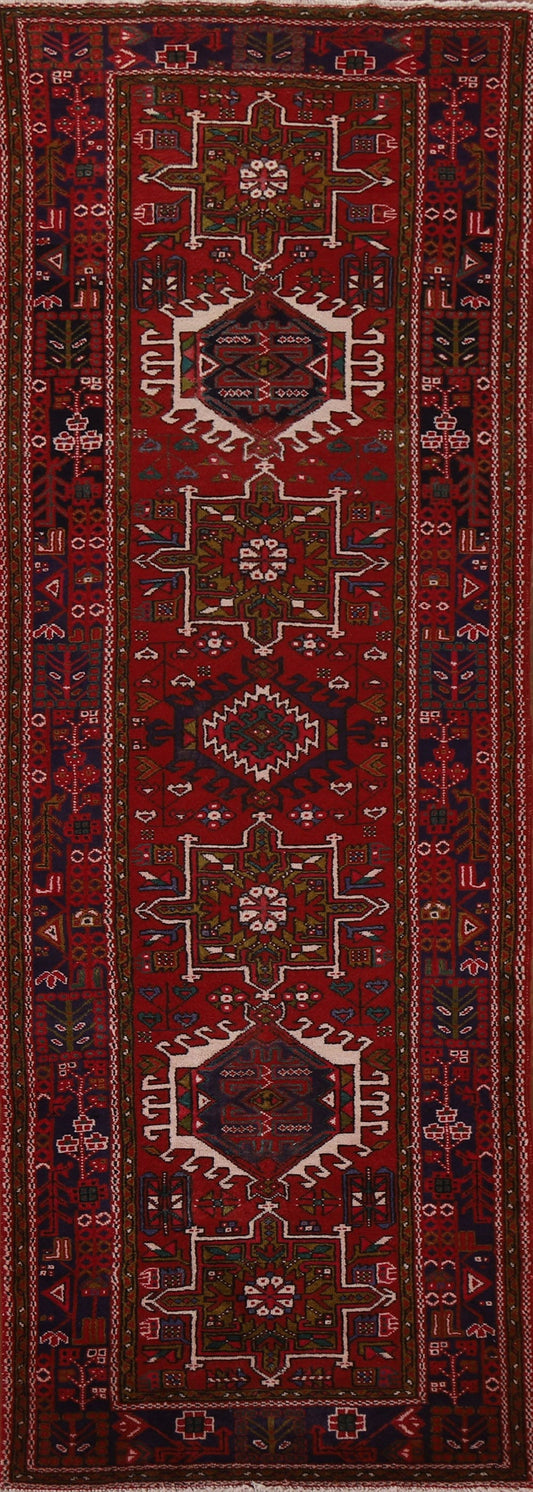 Tribal Red Gharajeh Persian Runner Rug 3x11