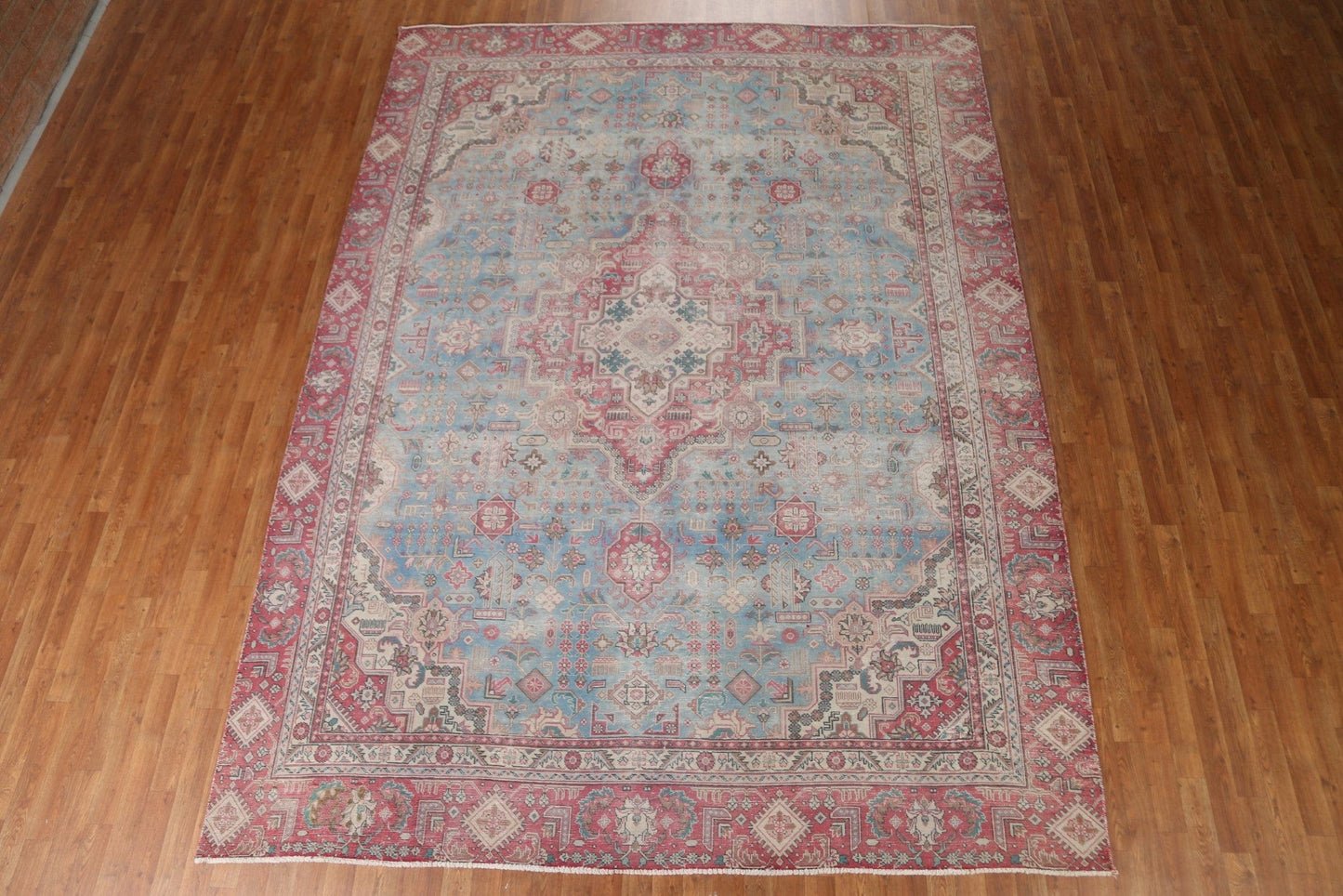 Distressed Blue Tabriz Persian Area Rug 9x12