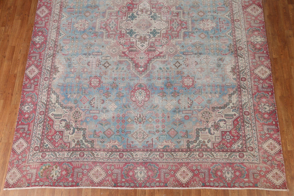 Distressed Blue Tabriz Persian Area Rug 9x12