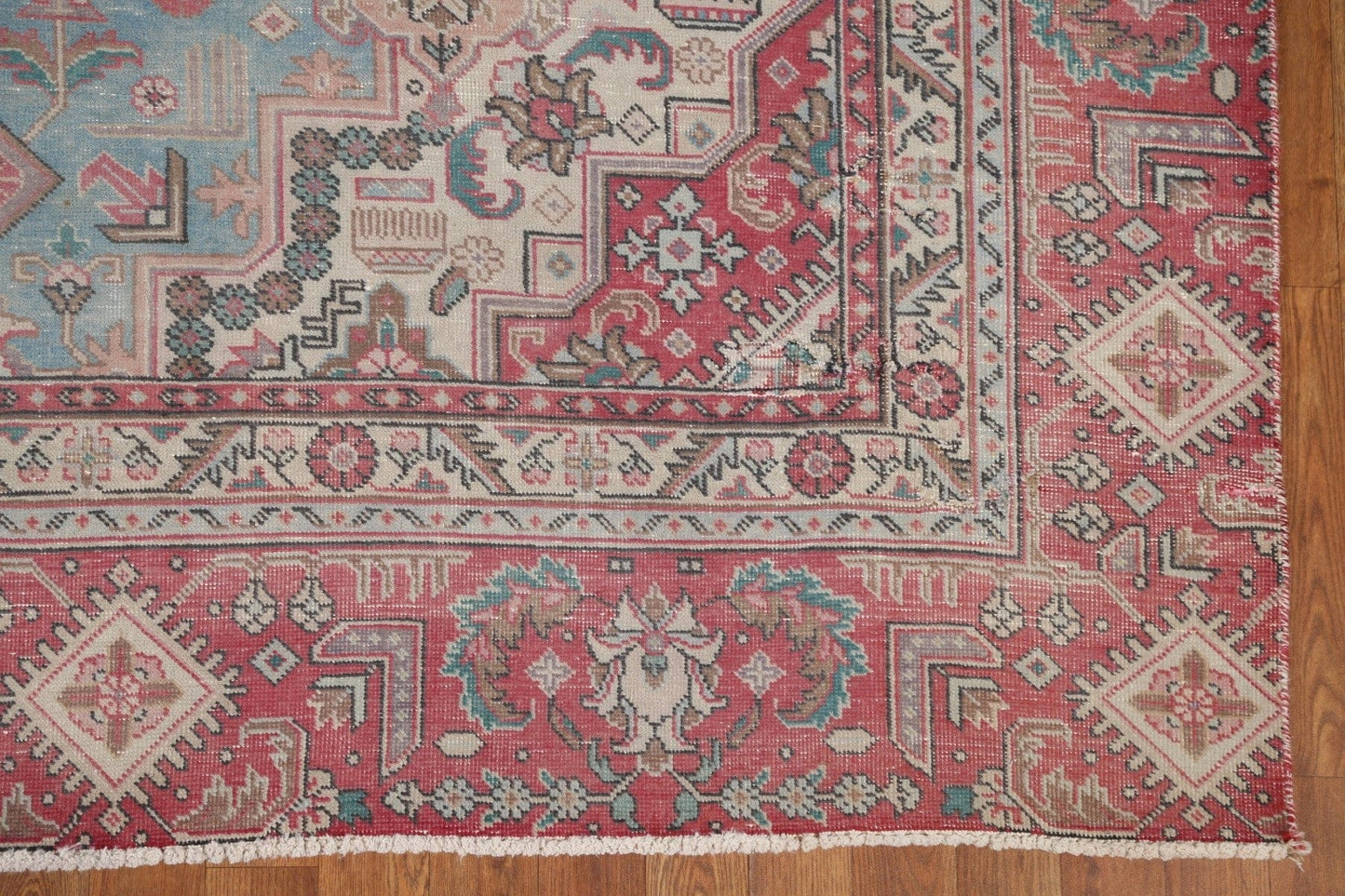 Distressed Blue Tabriz Persian Area Rug 9x12