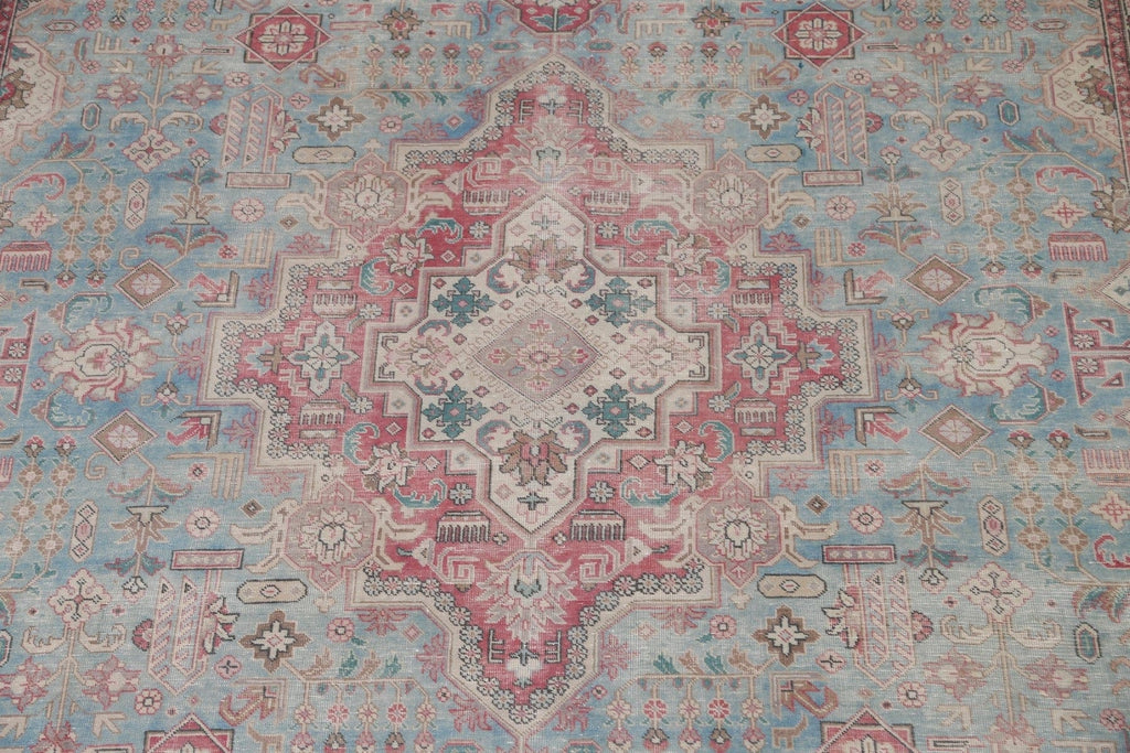 Distressed Blue Tabriz Persian Area Rug 9x12