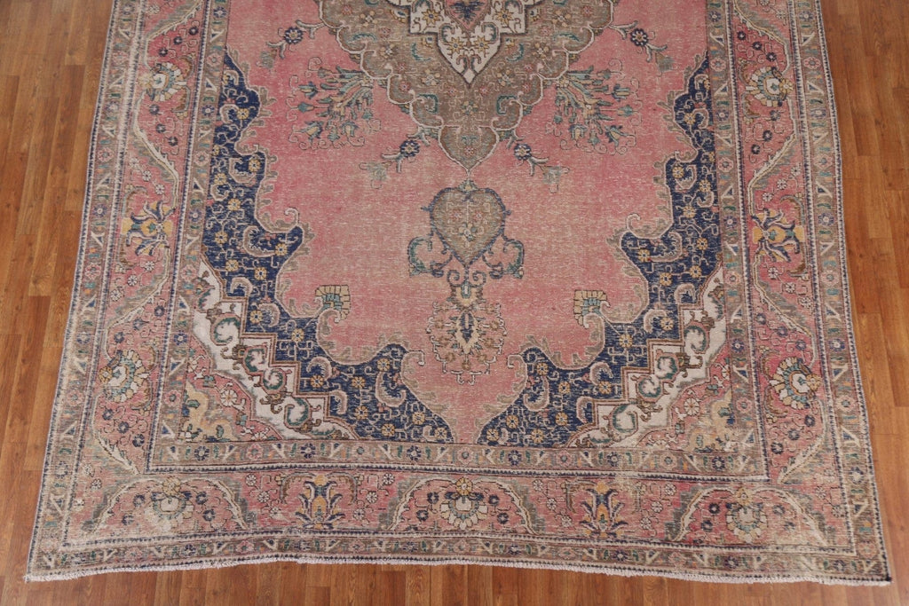 Palace Size Pink Wool Tabriz Persian Rug 10x15