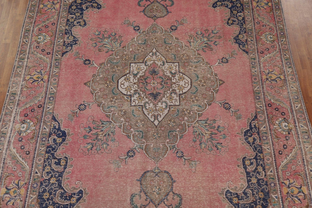 Palace Size Pink Wool Tabriz Persian Rug 10x15