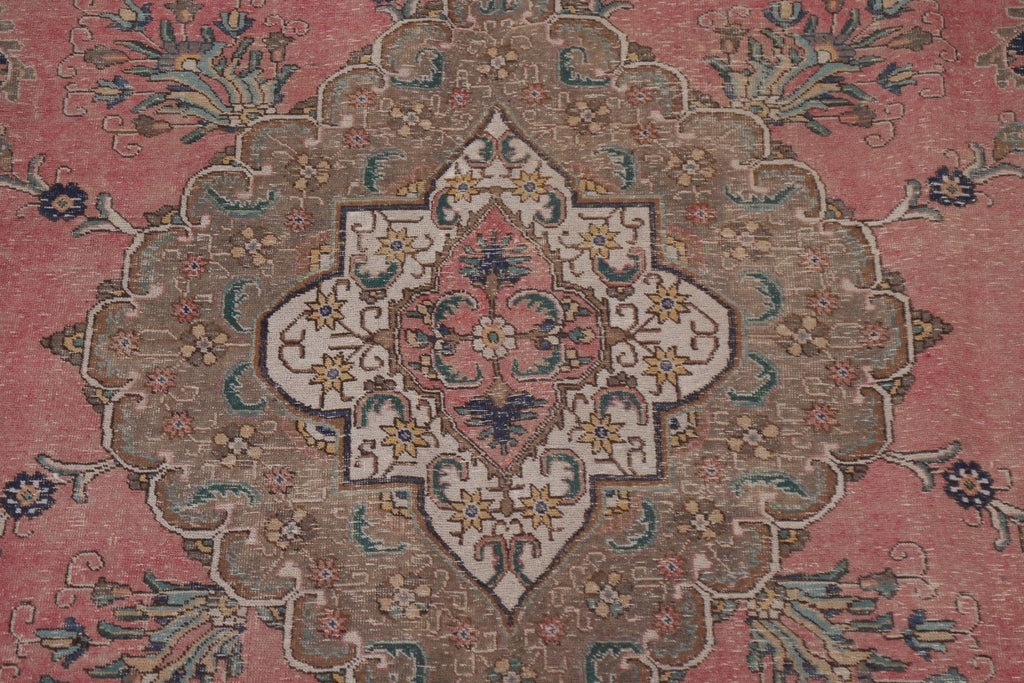 Palace Size Pink Wool Tabriz Persian Rug 10x15