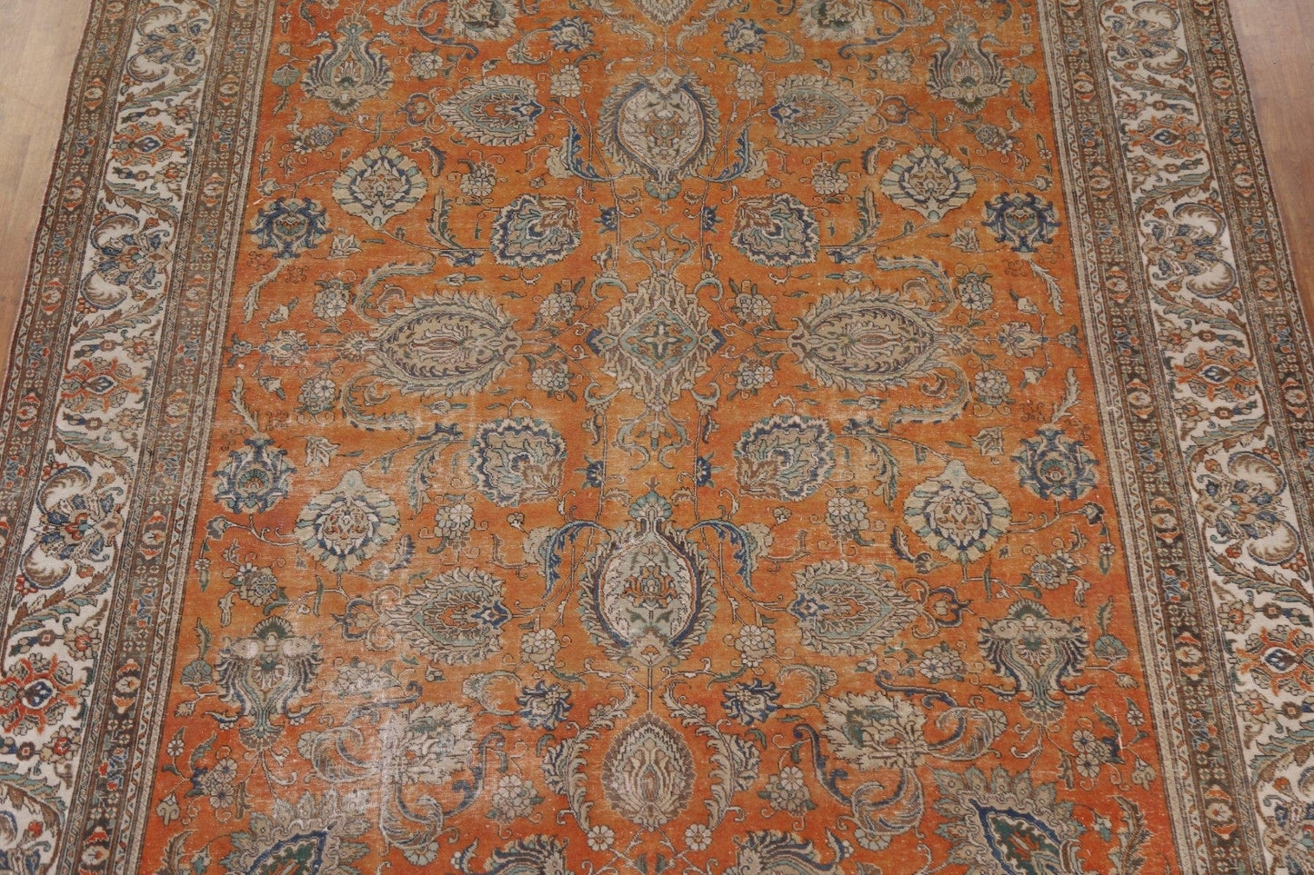 Palace Size Orange Tabriz Persian Rug 11x14