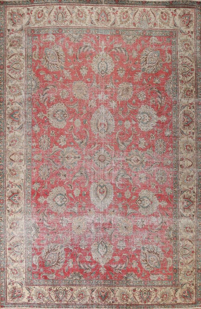 Vintage Distressed Tabriz Persian Area Rug 9x12