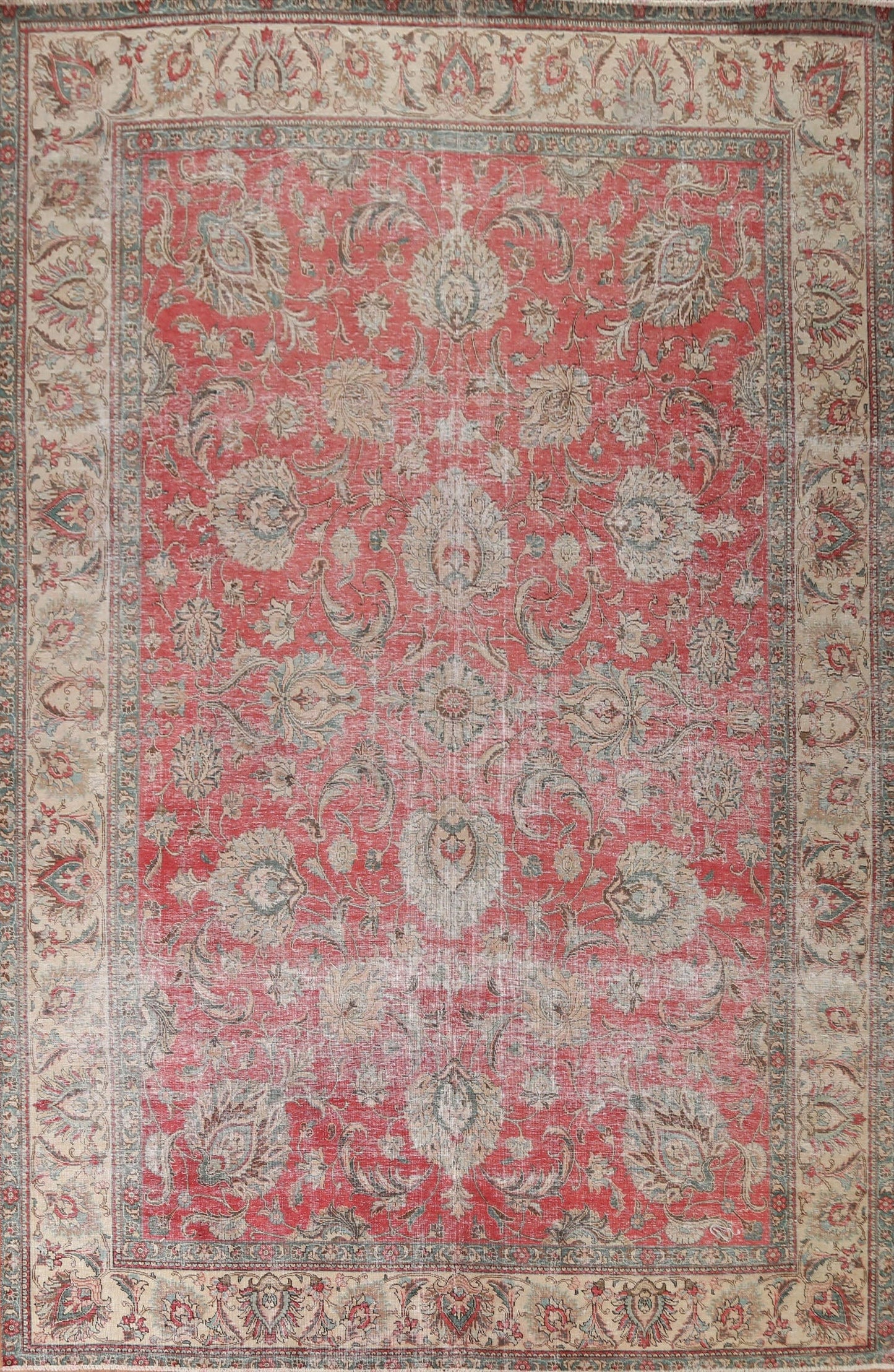 Vintage Distressed Tabriz Persian Area Rug 9x12