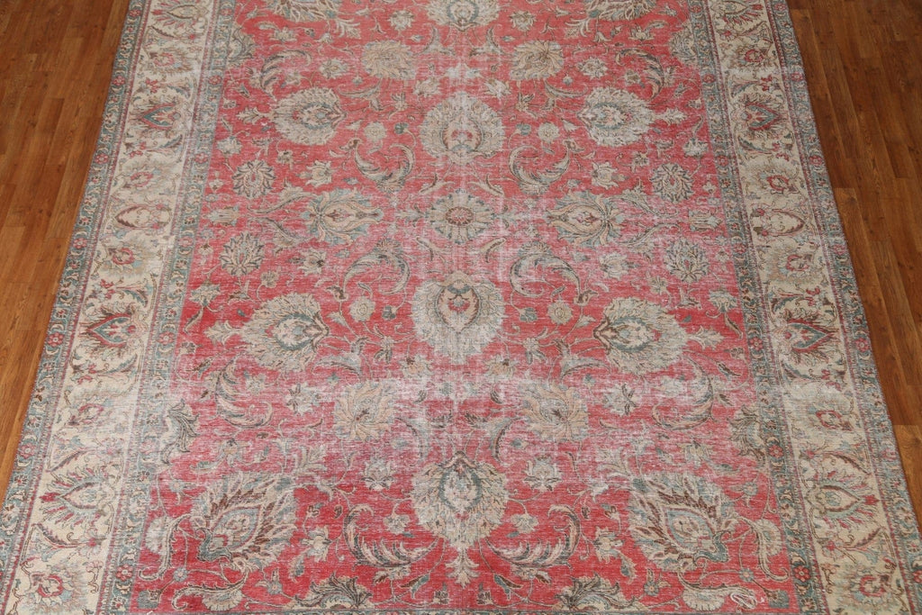 Vintage Distressed Tabriz Persian Area Rug 9x12