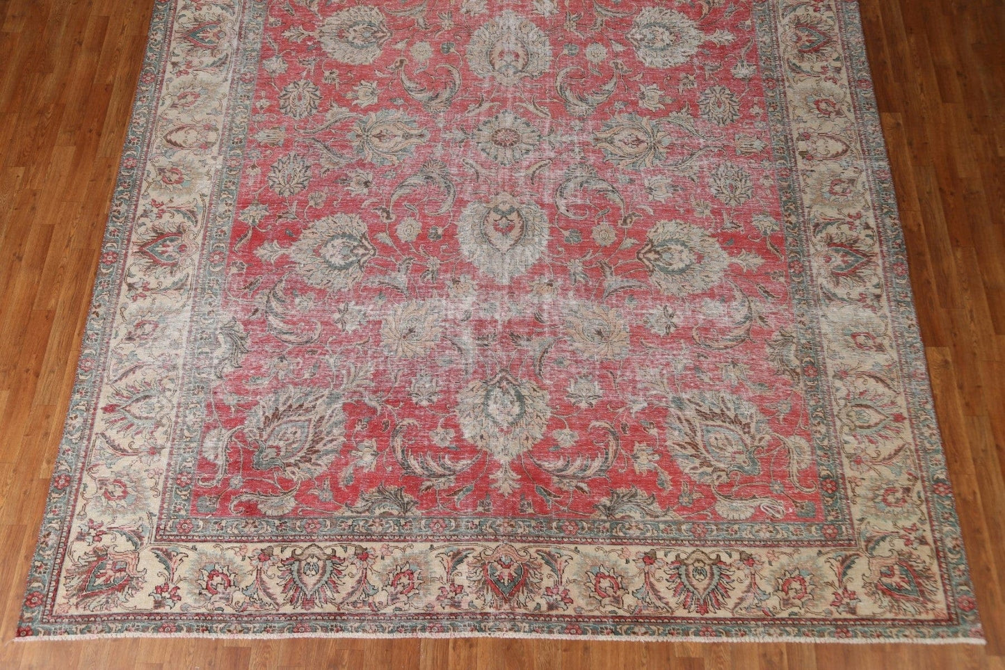 Vintage Distressed Tabriz Persian Area Rug 9x12