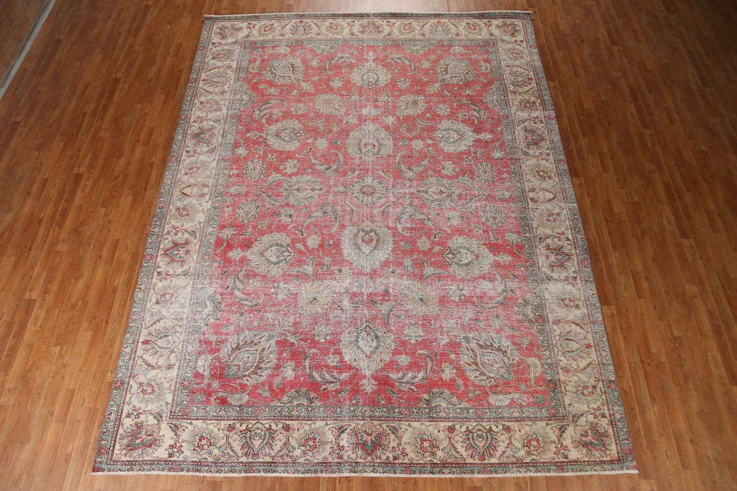 Vintage Distressed Tabriz Persian Area Rug 9x12