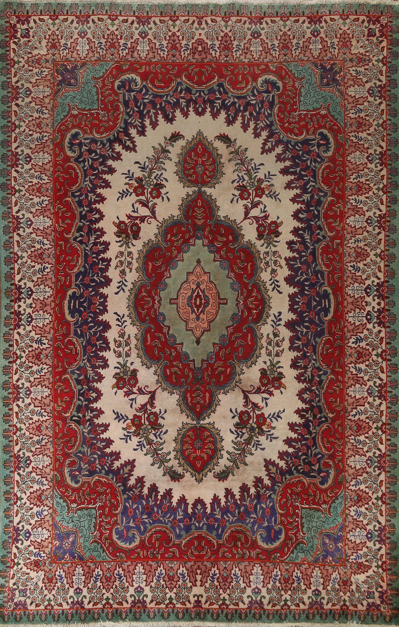 Vintage Floral Tabriz Persian Area Rug 8x11