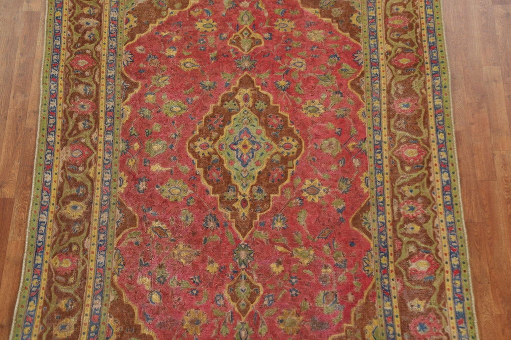 Distressed Over-Dyed Mashad Persian Area Rug 6x9