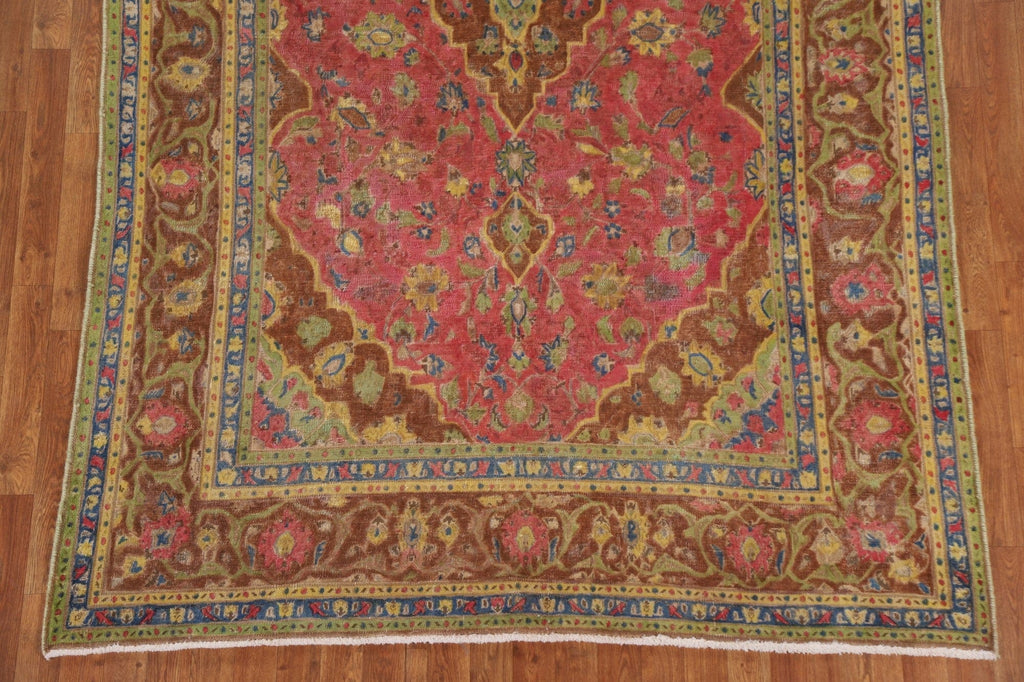 Distressed Over-Dyed Mashad Persian Area Rug 6x9