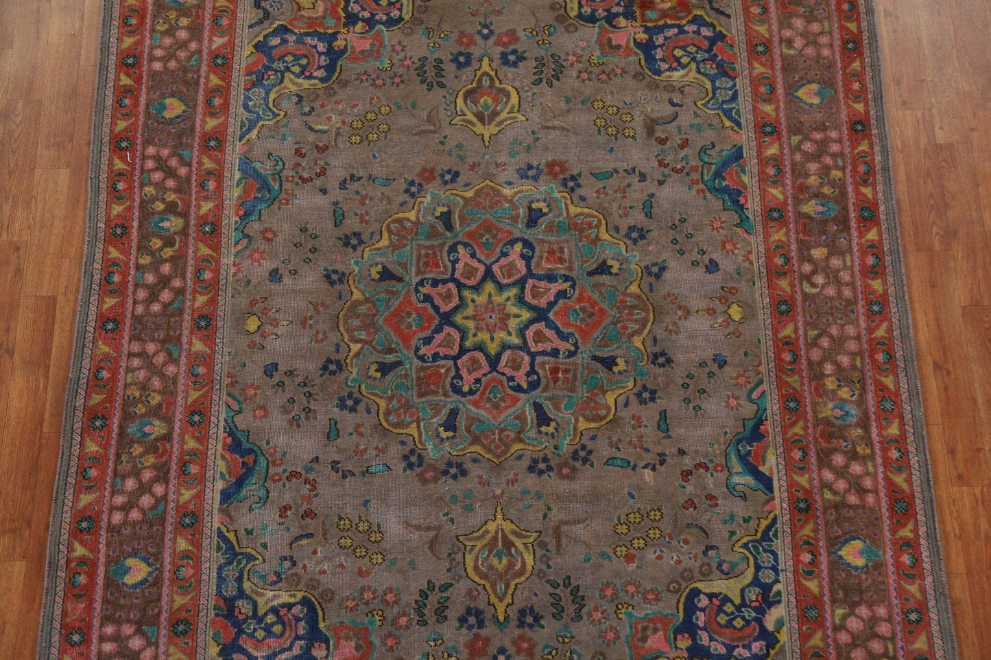 Distressed Over-Dyed Tabriz Persian Area Rug 6x9