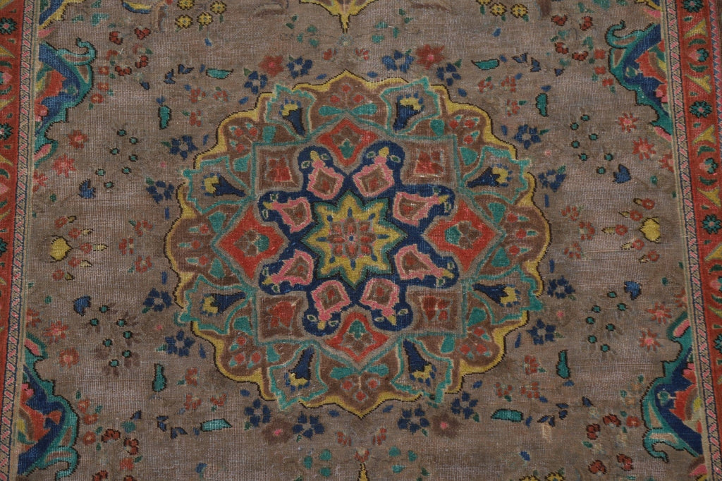 Distressed Over-Dyed Tabriz Persian Area Rug 6x9