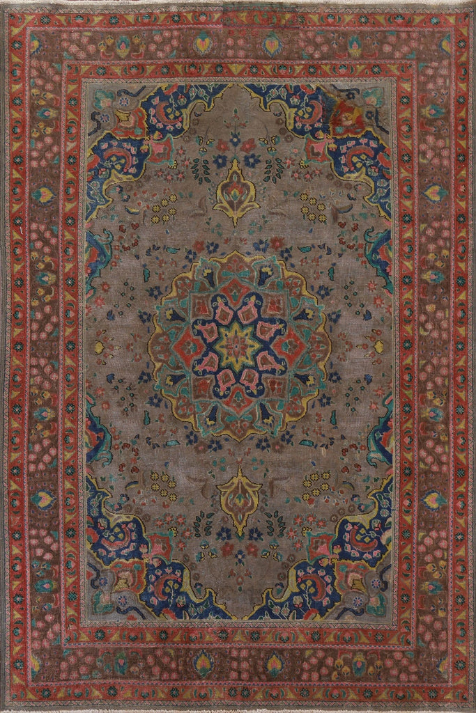 Distressed Over-Dyed Tabriz Persian Area Rug 6x9