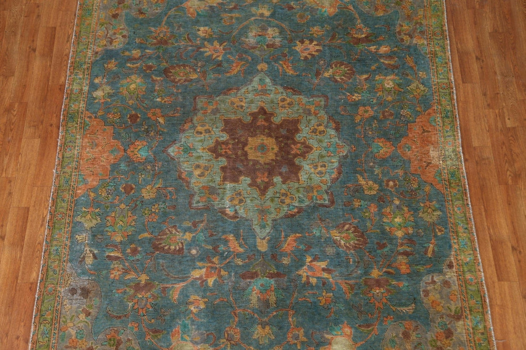 Distressed Over-Dyed Tabriz Persian Area Rug 6x9